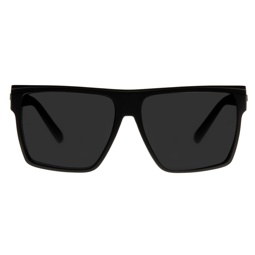 Le Specs Dirty Magic Sunnies- Black Rubber/Silver Mirror - Front