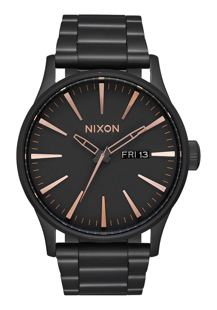 Nixon Sentry SS- All Black/Rose Gold - Front