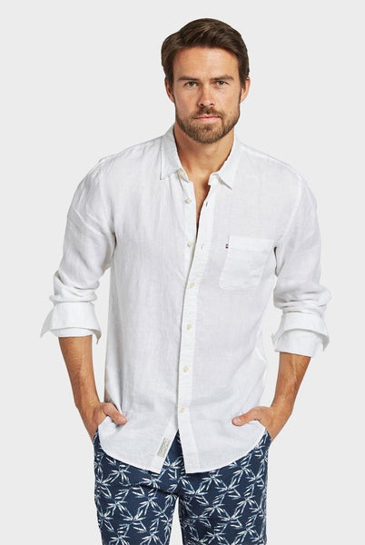 Academy Mens Hampton Linen LS Shirt - Front
